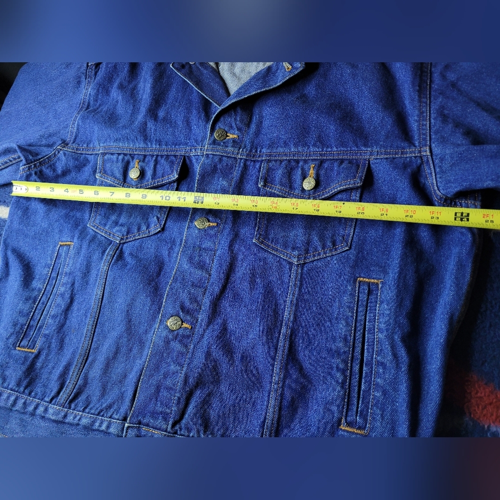 Vtg Marlboro Country Store Denim Jean Jacket Mens Large Button Up Leather Collar - Picture 11 of 12